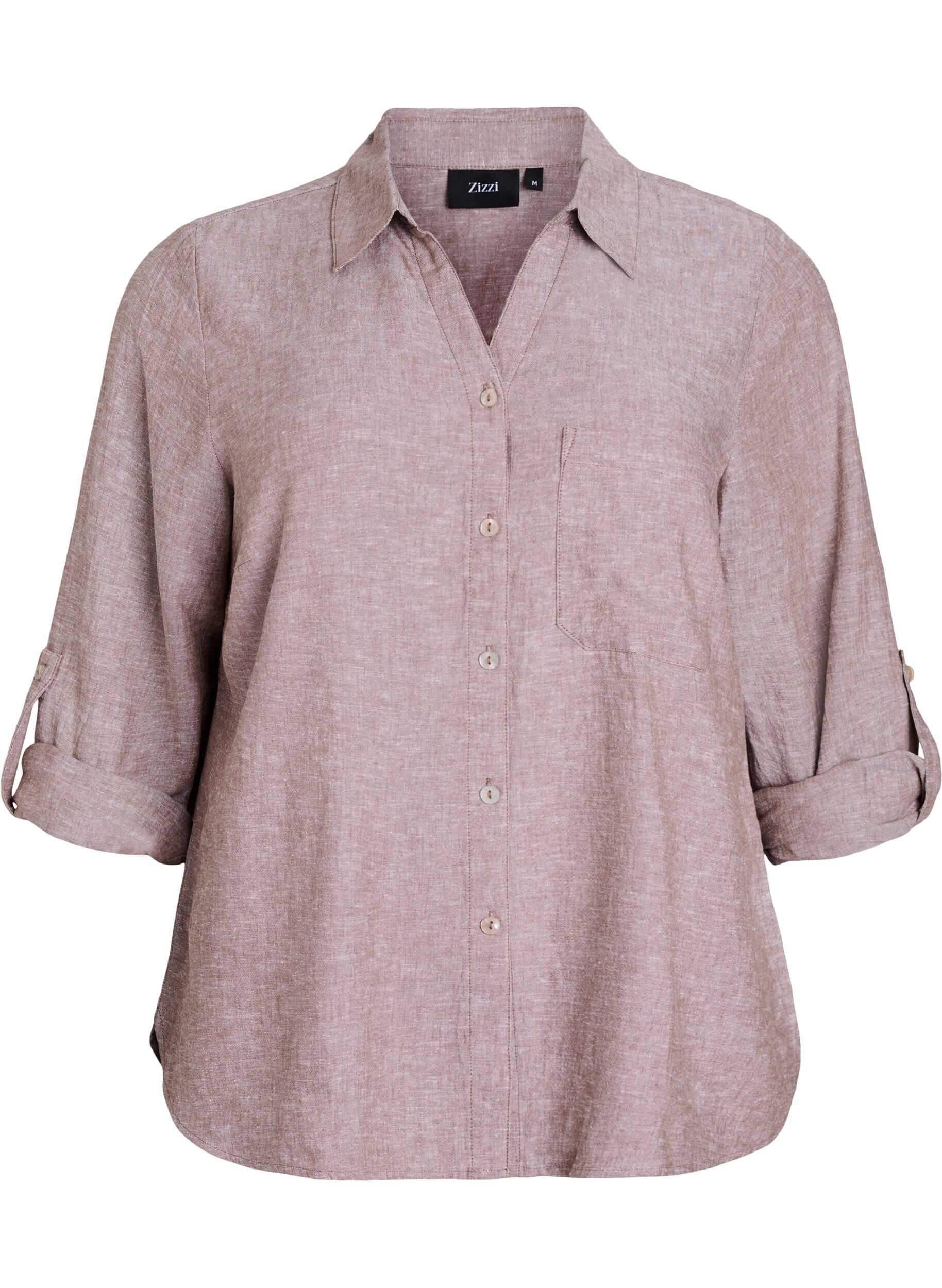 Linnen en viscose shirt met 3/4 mouwen