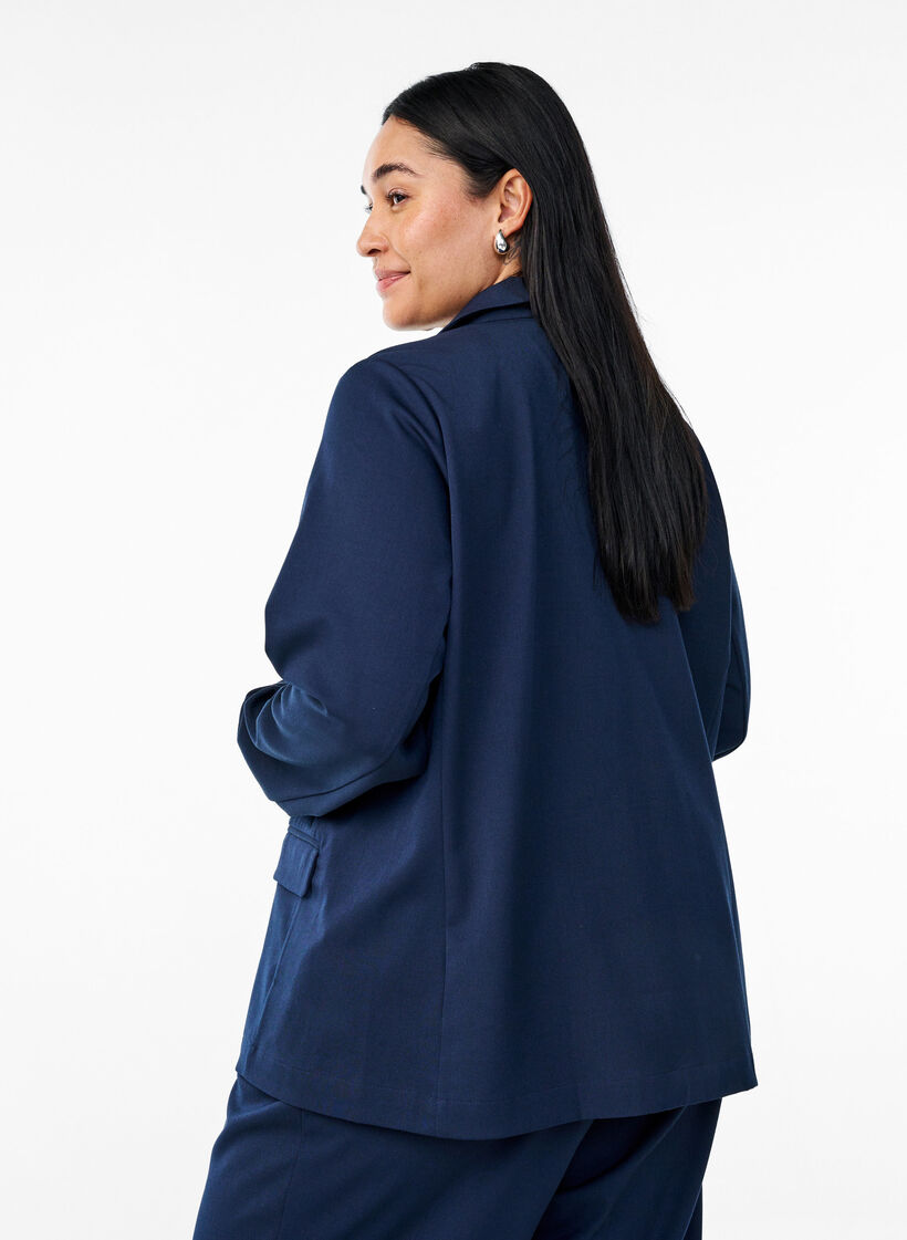 Open blazer met zakken, Blauw, Model image number 2