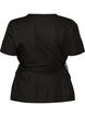 Blouse in een katoenmix met V-hals en striklint, Zwart, Packshot image number 1