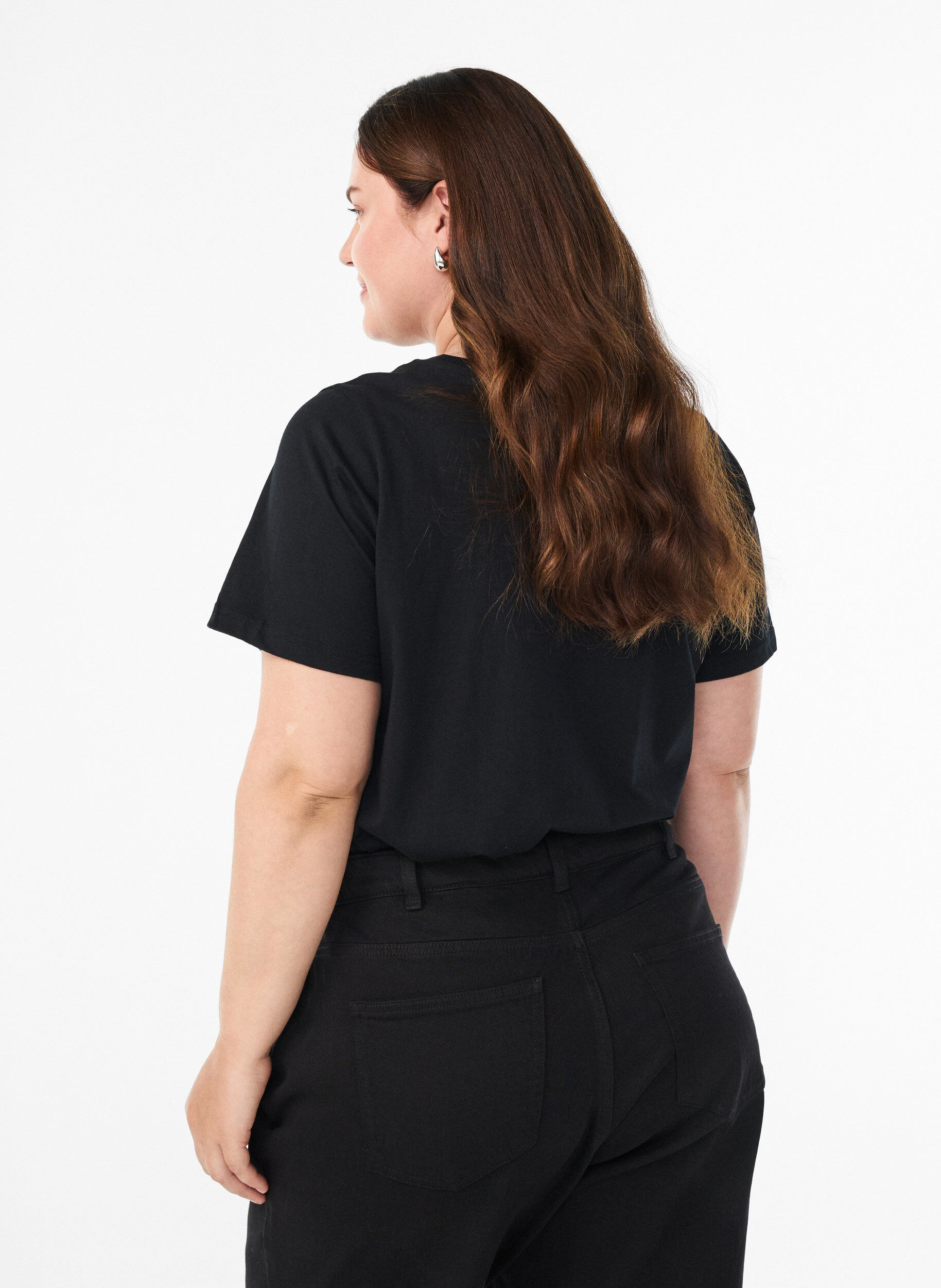 Zizzi Kerst T-shirt van biologisch katoen, Zwart, Model image number 2