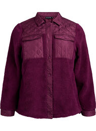 Fleecejack met gewatteerde details, Rood