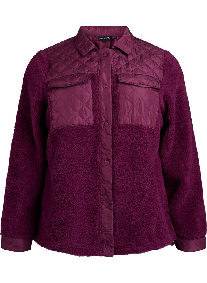 Fleecejack met gewatteerde details, Rood, Packshot image number 0