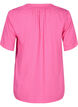 Viscose blouse met korte mouwen en v-hals, Shocking Pink, Packshot image number 1