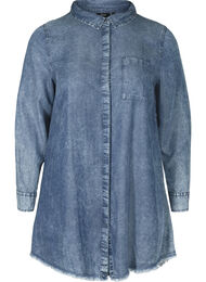 Lange blouse in lyocell, Dark blue denim