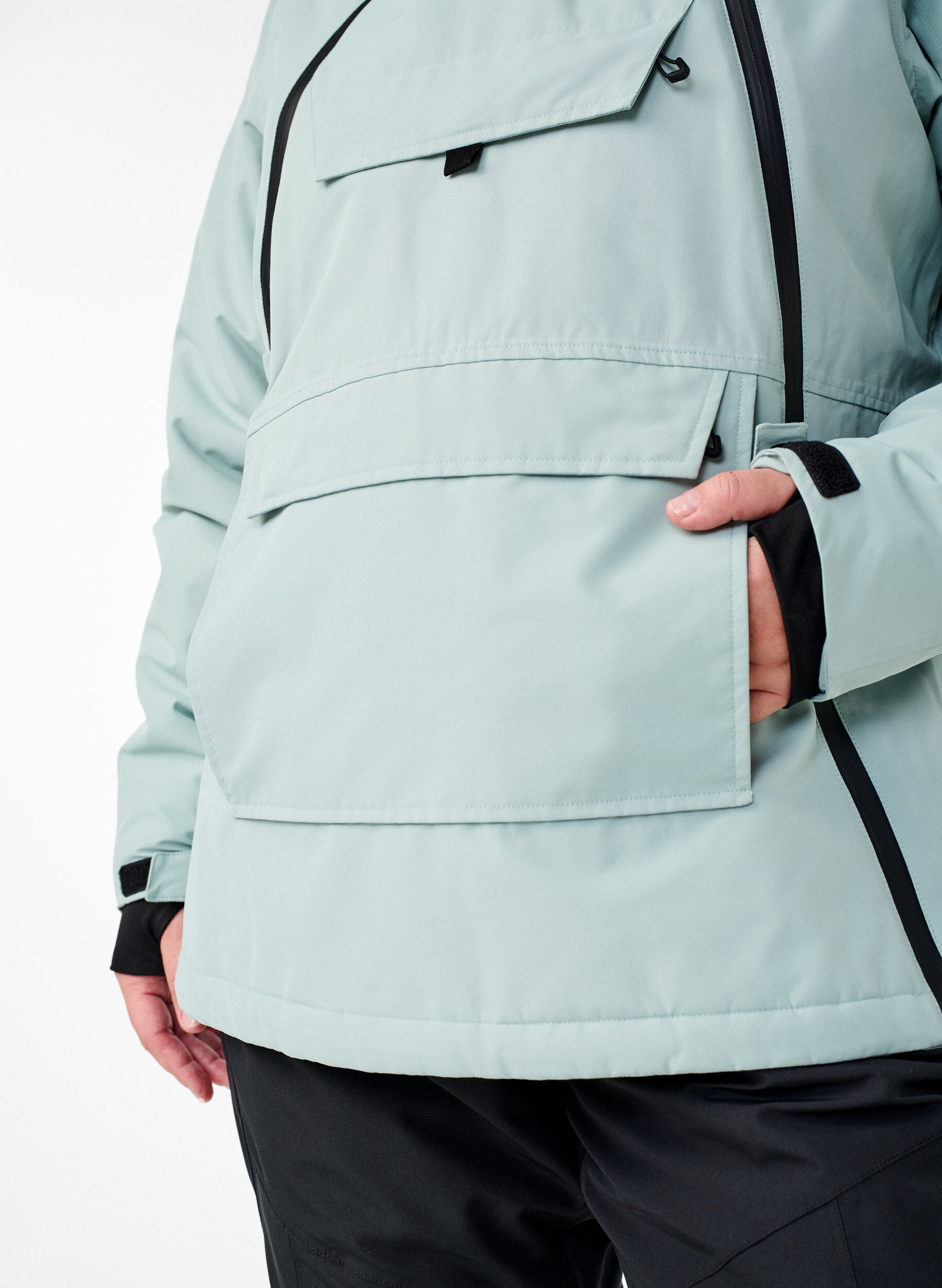 Zizzi Functionele ski-anorak met capuchon, Groen, Model image number 4