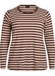 Gestreepte blouse met lange mouwen, Bruin, Packshot image number 0