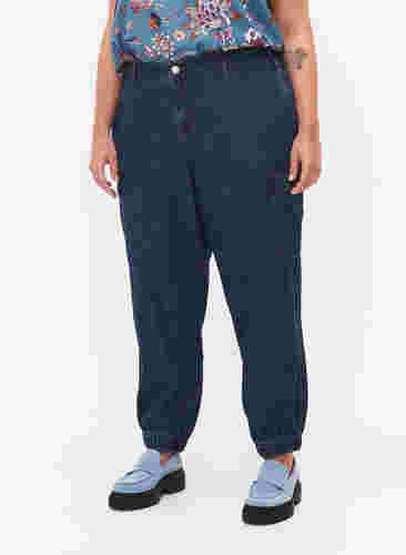 Cargo jeans met zakken, Dark blue denim, Model image number 2
