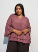 Blouse met 3/4-mouwen en ruchesdetails, Roze, Model image number 0