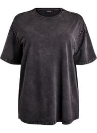 Sporty katoenen T-shirt met een gewassen effect, Zwart