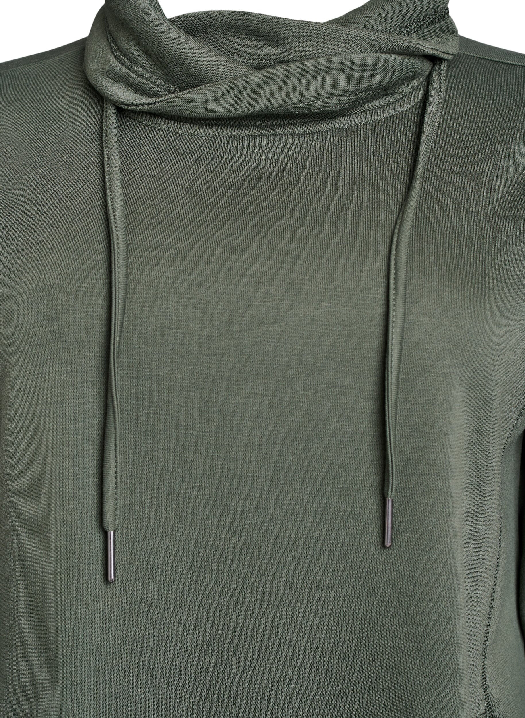 Zizzi FLASH - Kort sweatshirt jurk met hoge kraag en zakken, Groen, Packshot image number 2