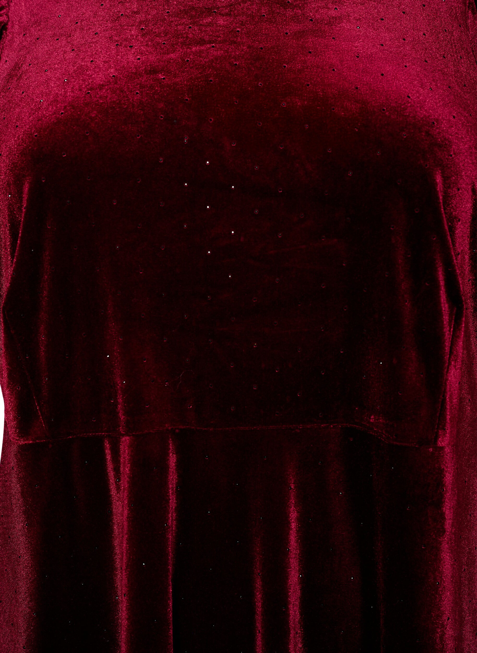 ZizziFluwelen jurk met strassteentjes en A-lijnvorm, Rood, Packshot image number 2