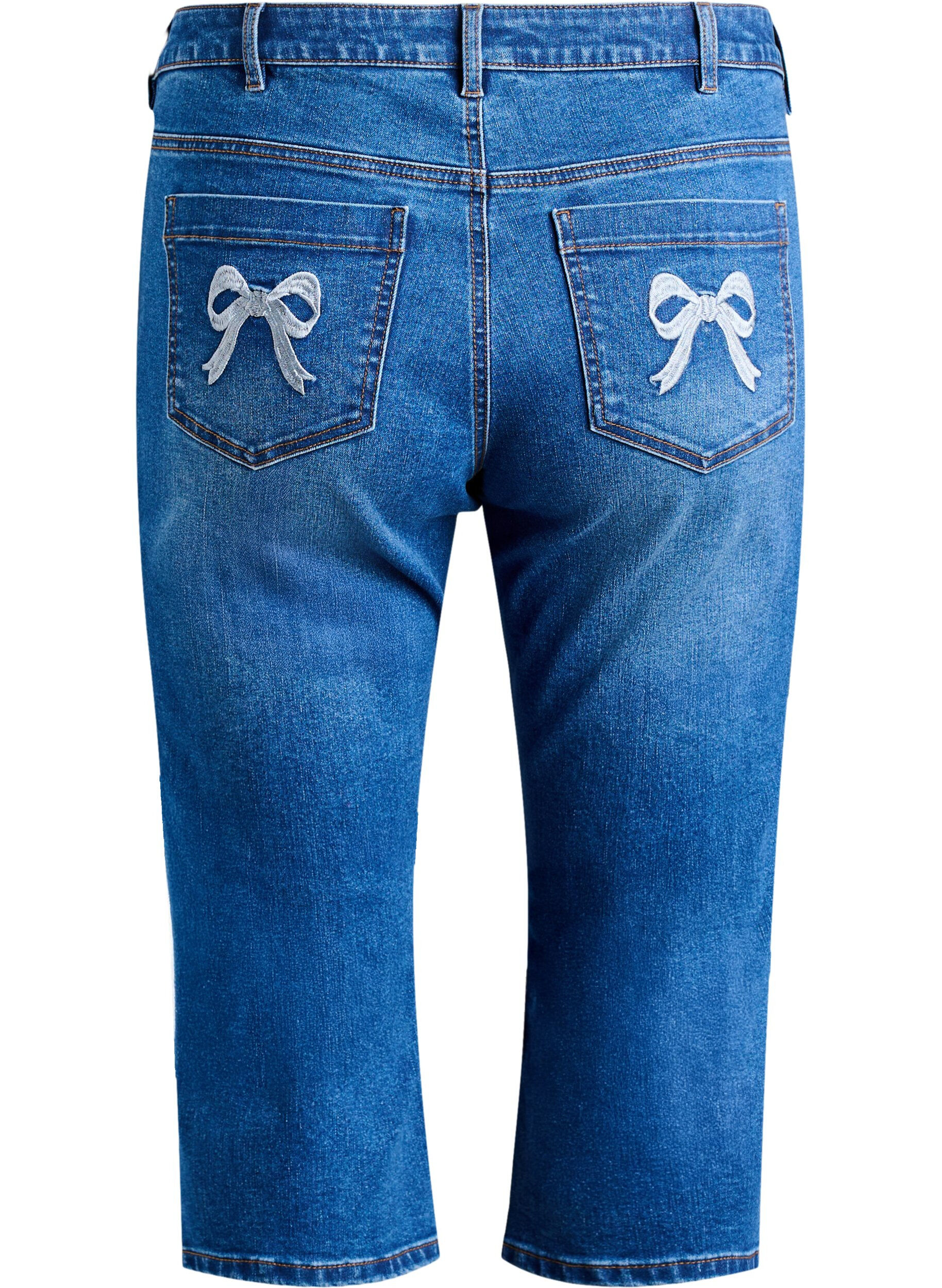 Zizzi Emily slim fit denim capribroek, Blauw, Packshot image number 1