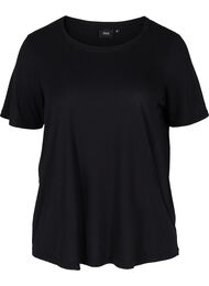 T-shirt met korte mouwen in ribstof, Black