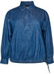 Denim blouse met ballonpasvorm, Blauw, Packshot image number 0