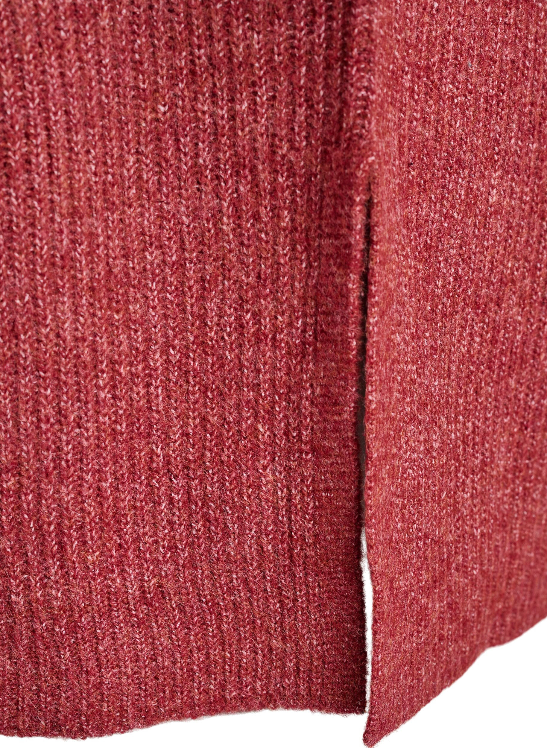 ZizziGebreide jurk met col, Rood, Packshot image number 3