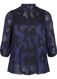 Chiffon blouse met jacquardpatroon, Evening Blue