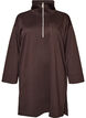 Sportieve sweatshirtjurk met hoge kraag en ritssluiting, Bruin, Packshot image number 0