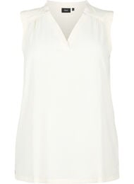 Mouwloze top met kreukeffecten, Vanille