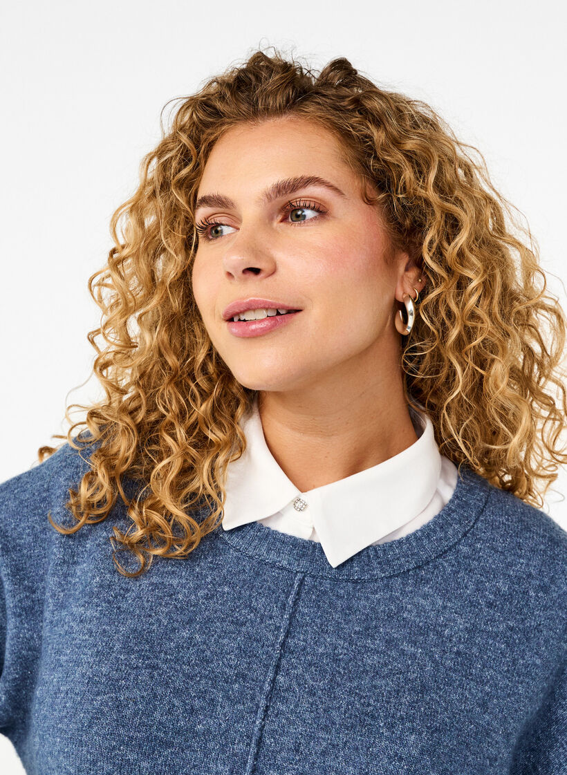 Losse kraag met glitterknopen, White, Model image number 0