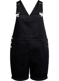 Denim overalls korte broek, Zwart