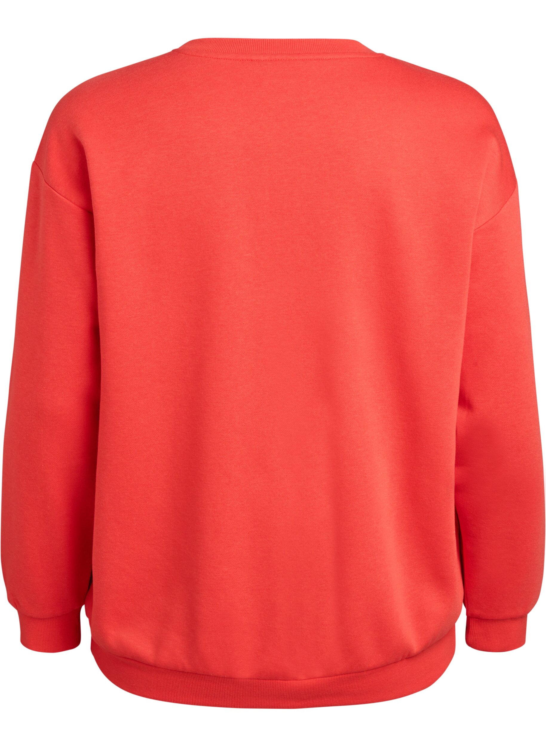 Zizzi Sweatshirt met motief aan de voorkant, Rood, Packshot image number 1