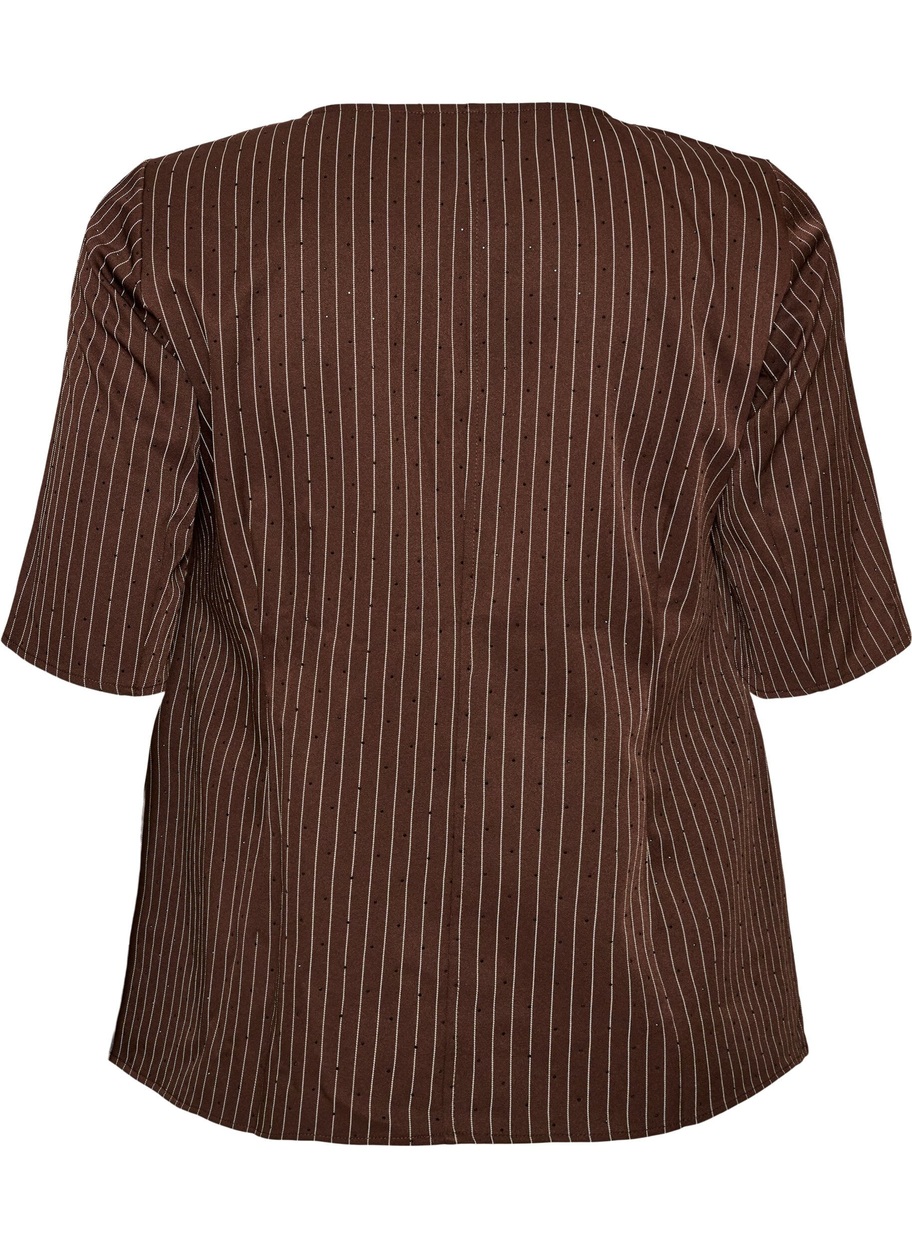 ZizziBlouse met krijtstreep, strasssteentjes en knopen, Bruin, Packshot image number 1