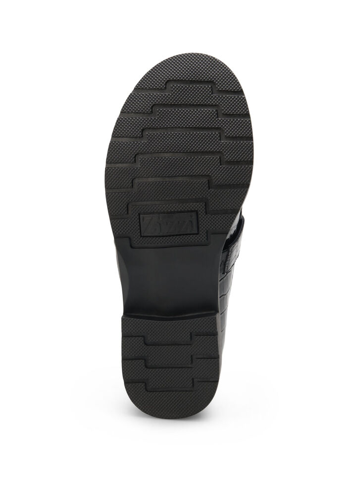 Wijde croco loafers van leer, Black, Packshot image number 5