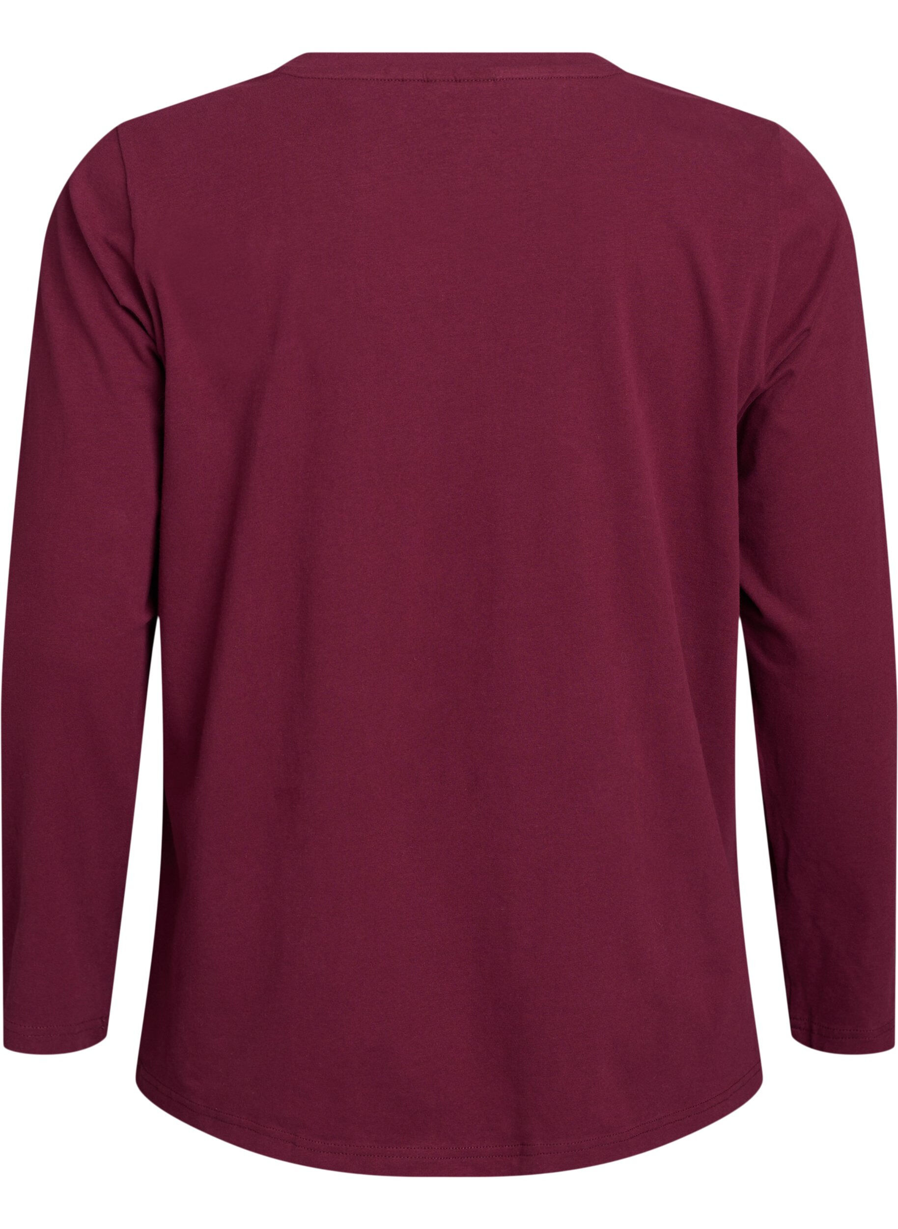 Zizzi Basic jerseyblouse met lange mouwen, Donker Bordeaux, Packshot image number 1