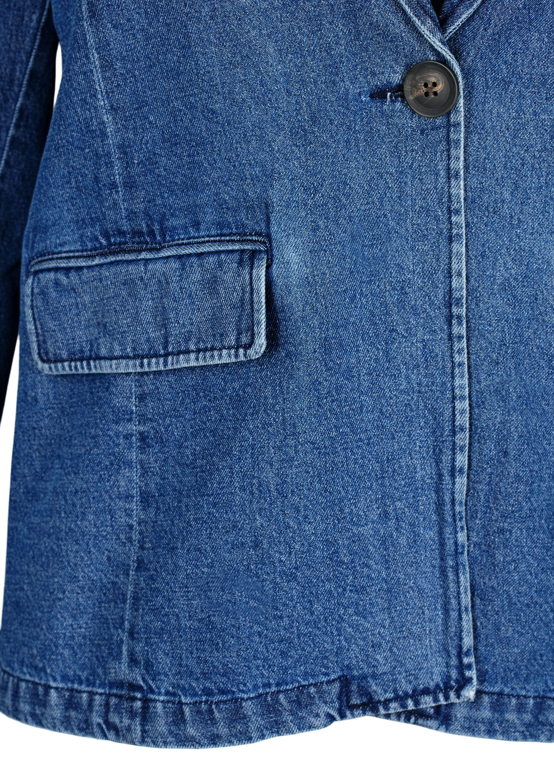 Zizzi Denim blazer met zakken, Blue Denim, Packshot image number 2