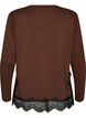 Jersey blouse met kanten rand, Bruin, Packshot image number 1