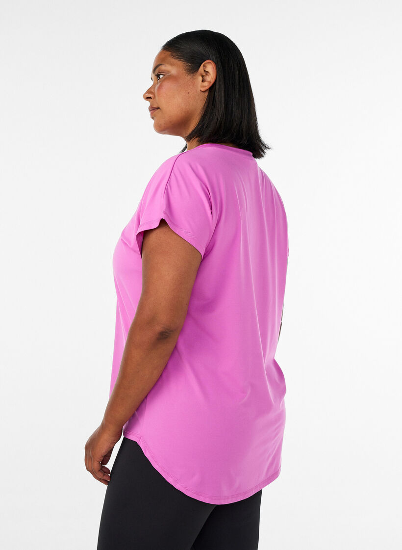 Sportief t-shirt met korte mouwen en v-hals, Paars, Model image number 2