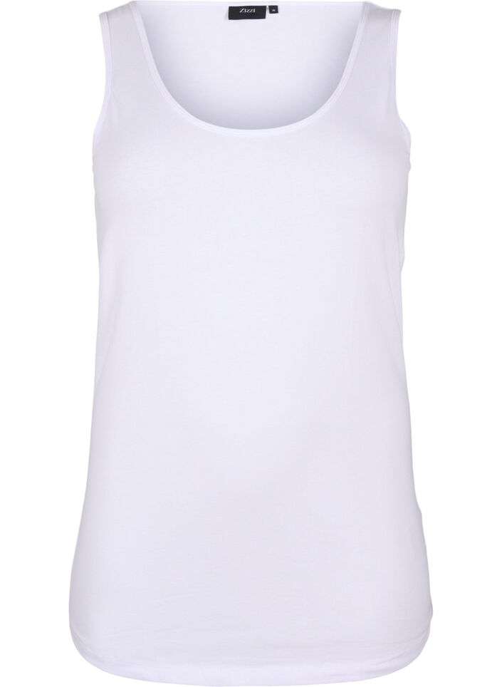 Effen gekleurd basic top in katoen, Wit, Packshot image number 0