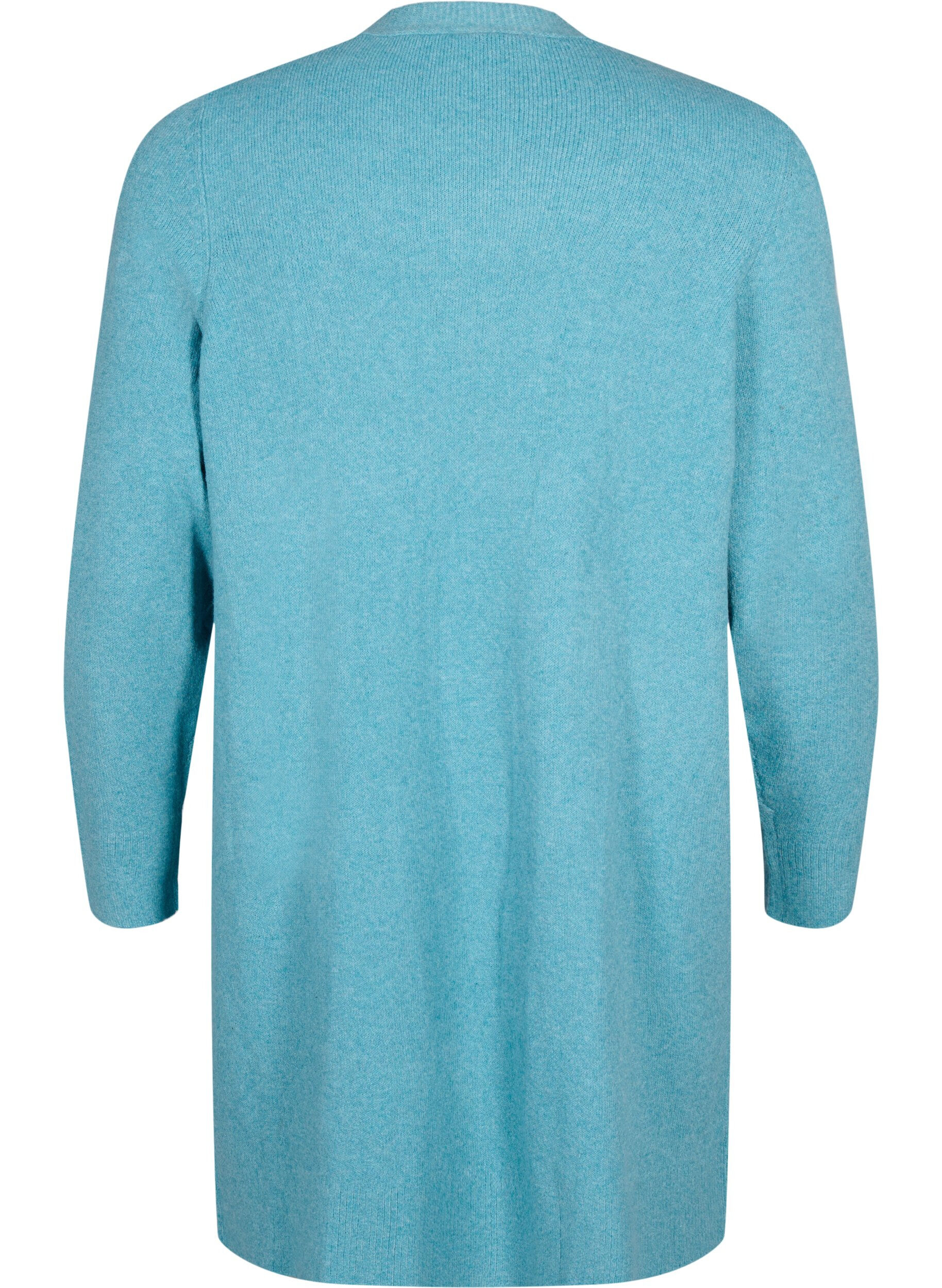 Zizzi Lang vest met open voorzijde, Reef Water Mel., Packshot image number 1