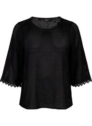 Gebreide top met 3/4 mouwen, Black