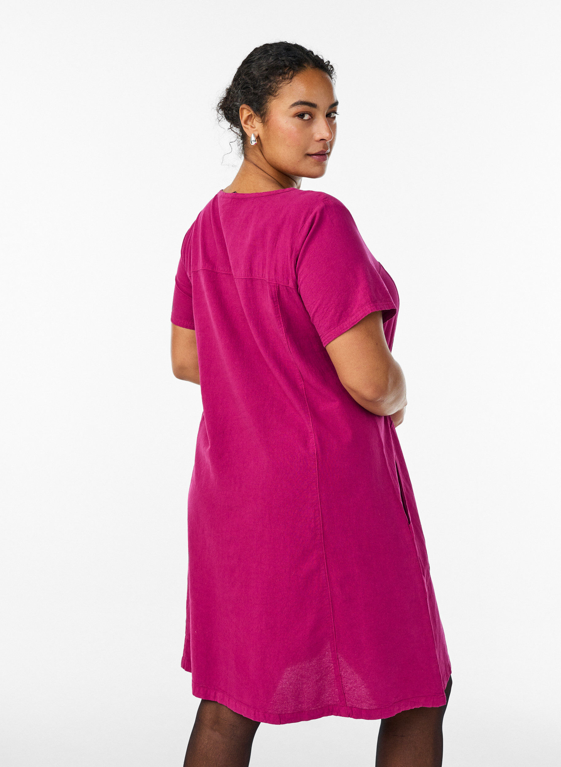 Zizzi Katoenen jurk met korte mouwen, Rood, Model image number 2