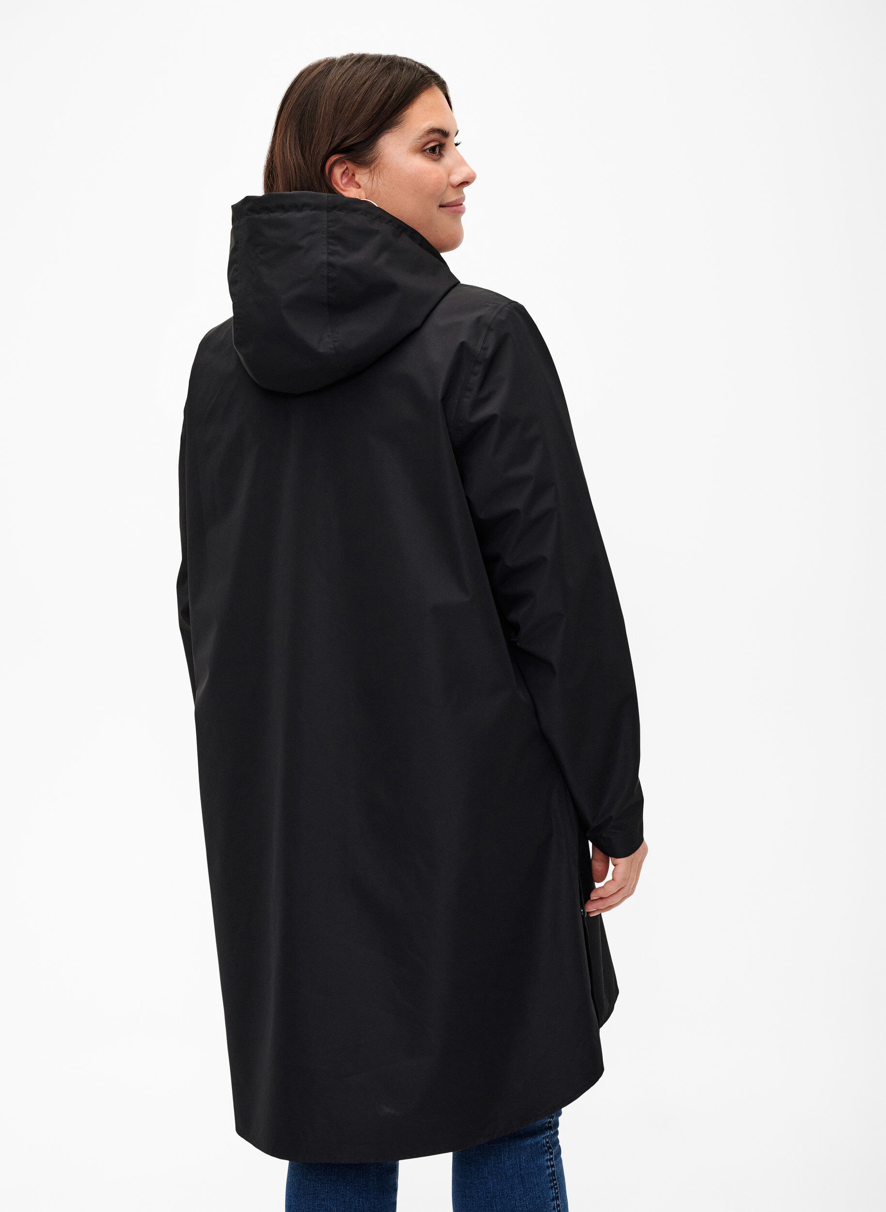ZizziRegenjas met zakken en capuchon, Zwart, Model image number 2