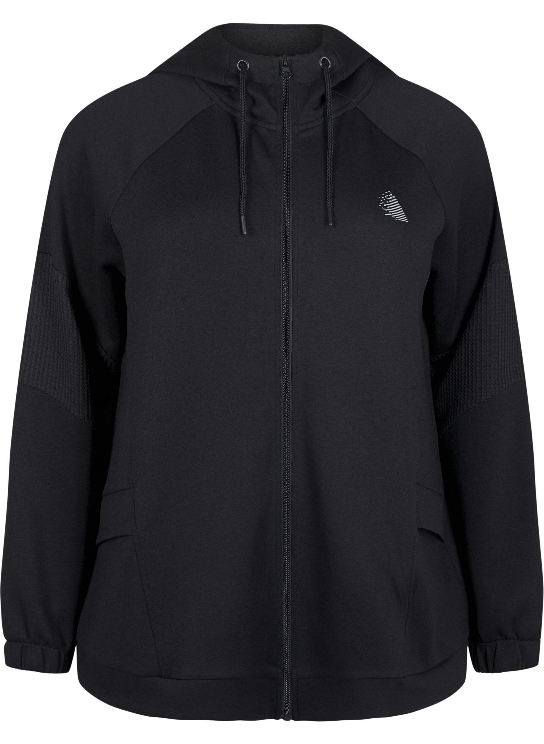 Zizzi Capuchon cardigan met zakken, Black, Packshot image number 0