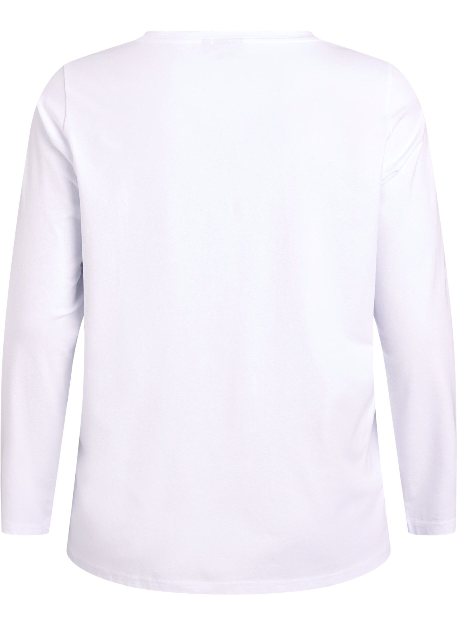 Zizzi Basic jersey top met lange mouwen, Wit, Packshot image number 1