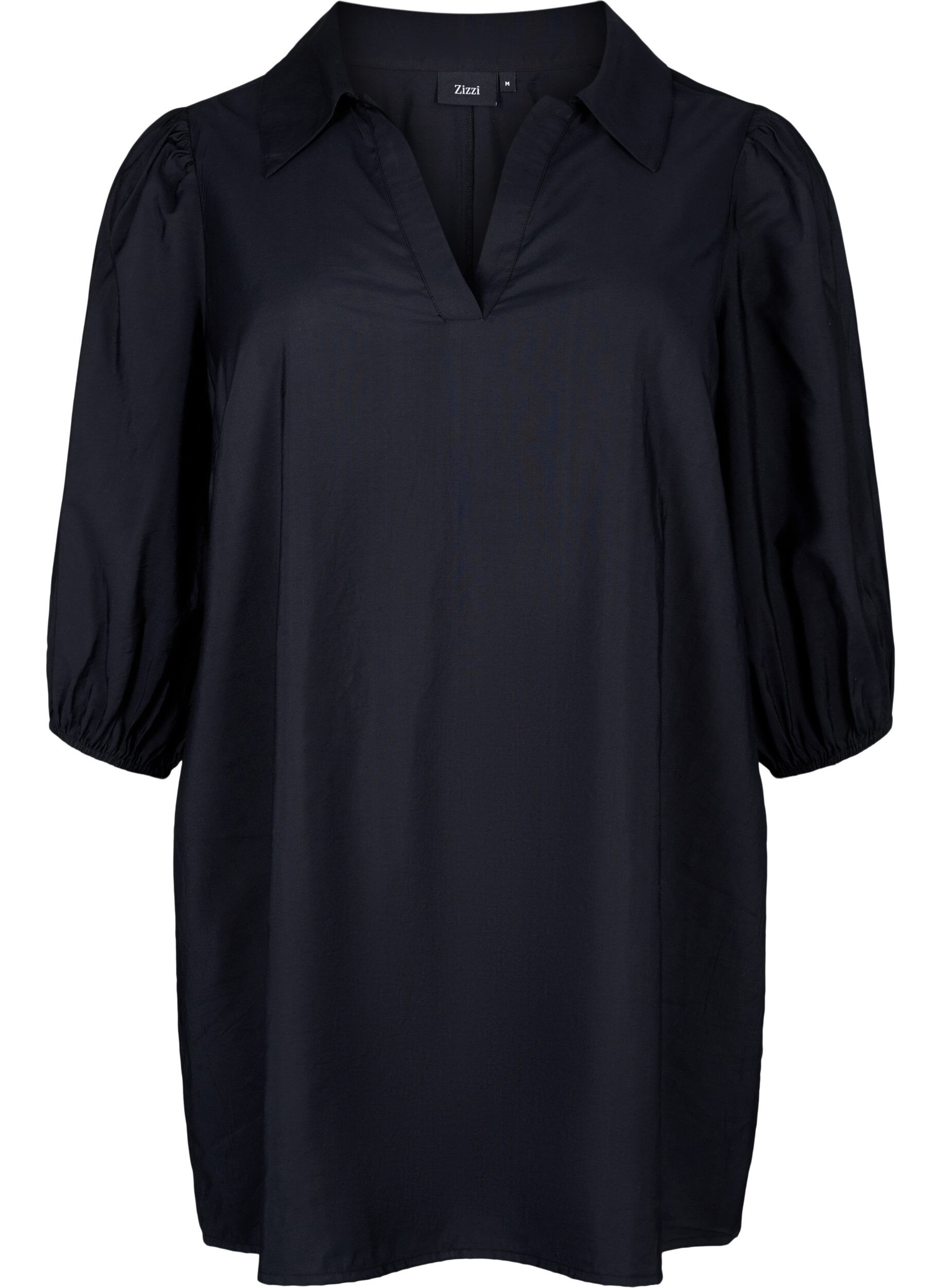Zizzi Tuniek van viscose met V-hals en kraag, Black, Packshot image number 0