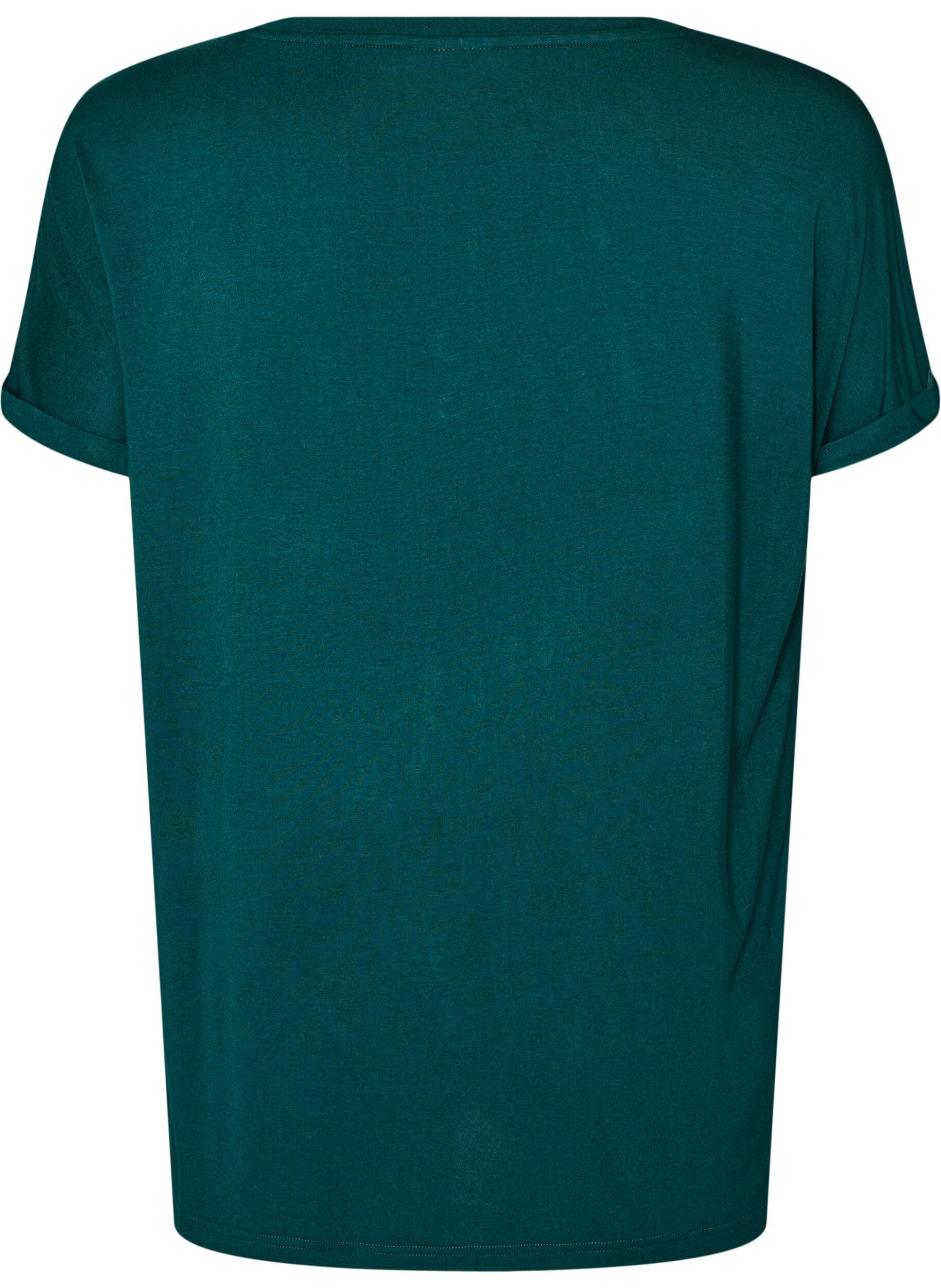 ZizziBasic T-shirt met V-hals van viscose, Groen, Packshot image number 1
