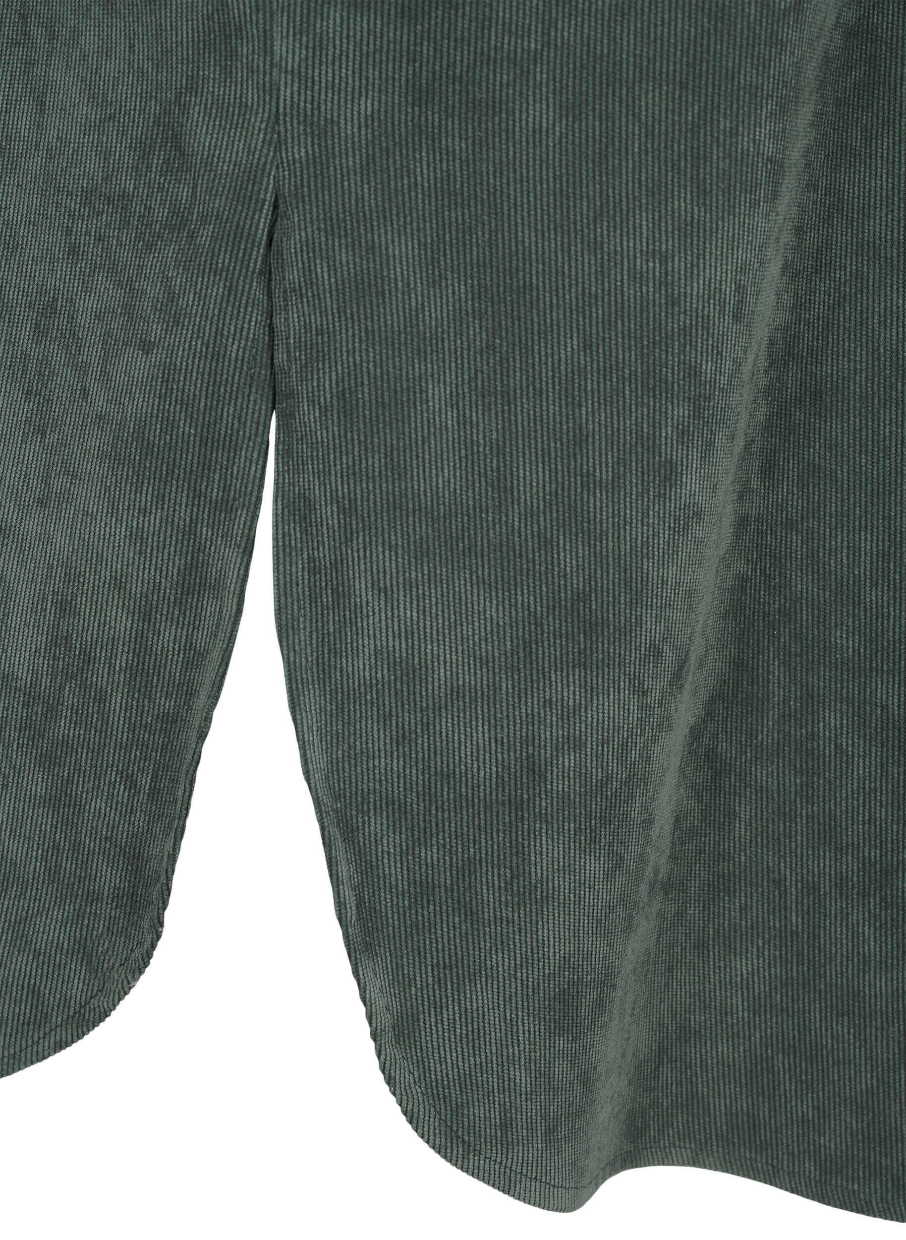 Zizzi Lange corduroy shirt jurk met knopen, Dark Forest, Packshot image number 3
