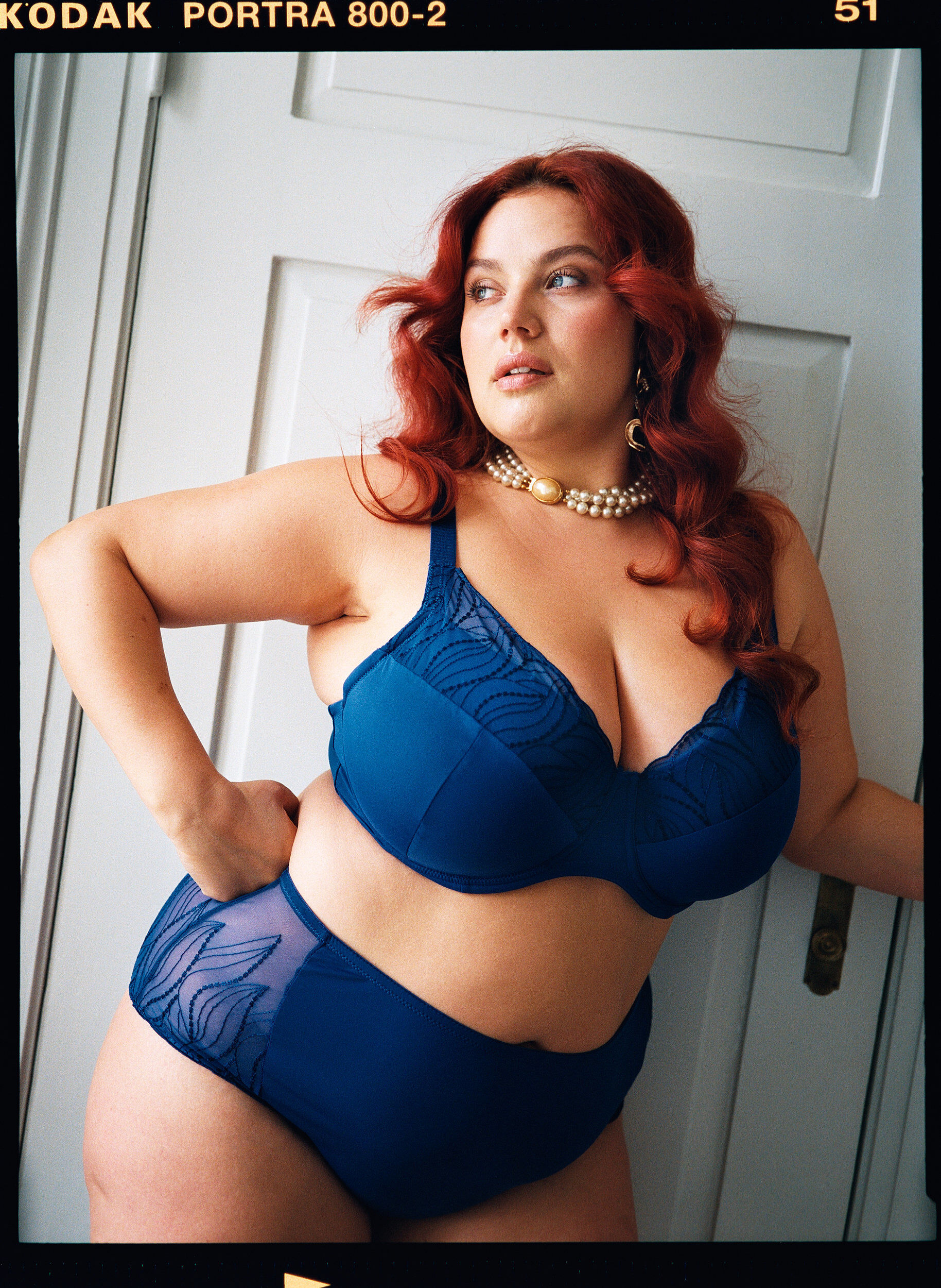 Zizzi Microvezel hipster panties met kanten zijkanten, Blauw, Image image number 0