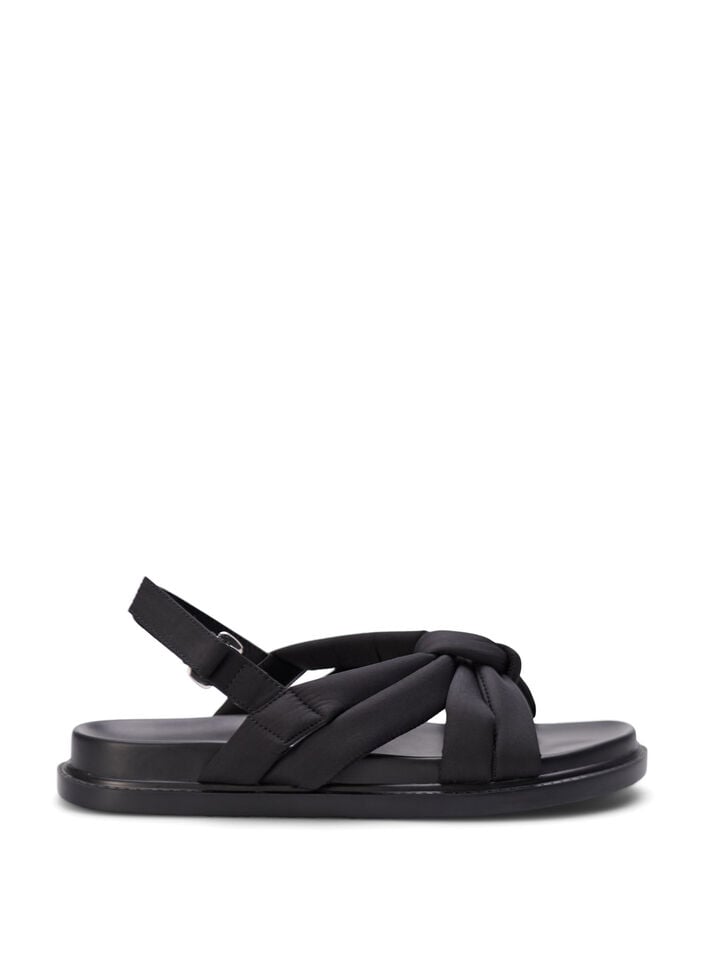 Wide fit - Sandalen met knoopdetail, Zwart, Packshot image number 0
