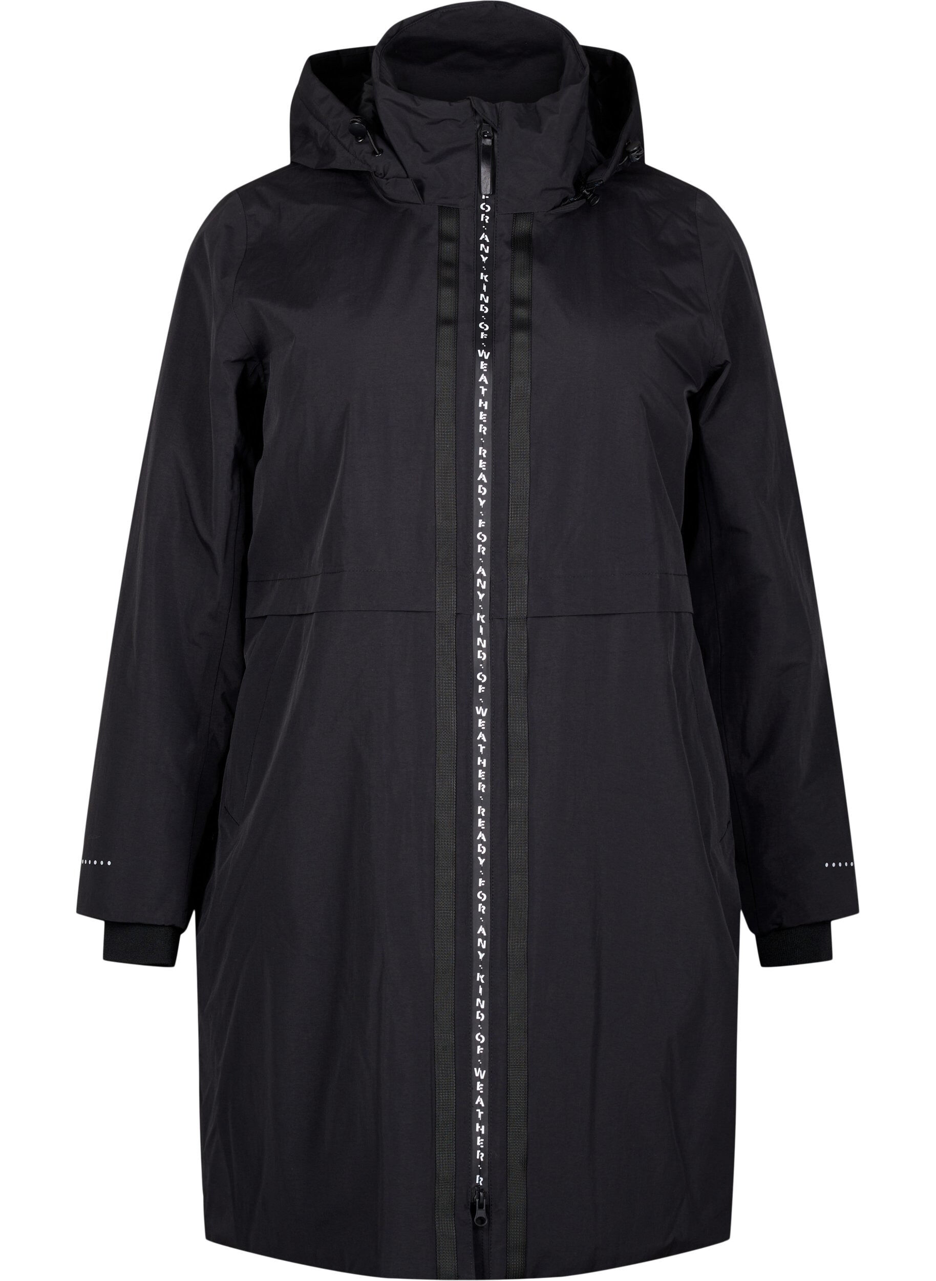 Zizzi Functionele parka met reflecterende details, Black, Packshot image number 0