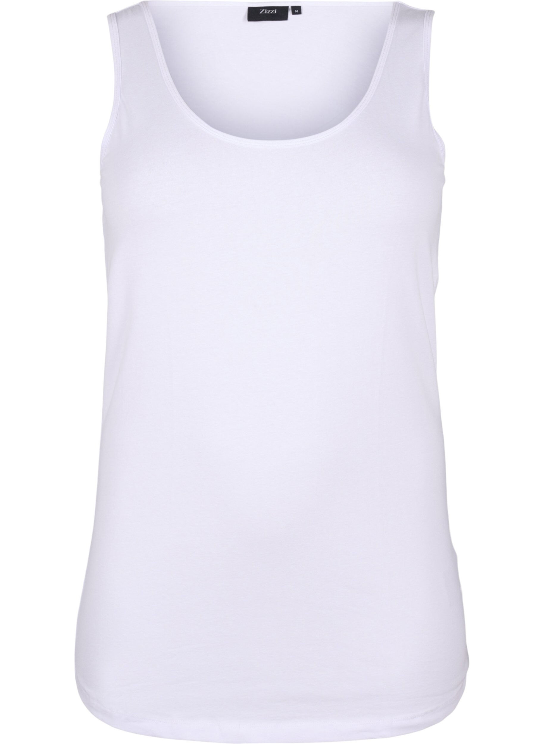 Zizzi Effen gekleurd basic top in katoen, Wit, Packshot image number 0