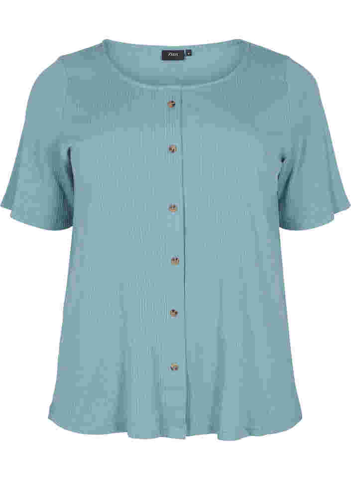 T-shirt met korte mouwen en knopen, Goblin Blue, Packshot image number 0