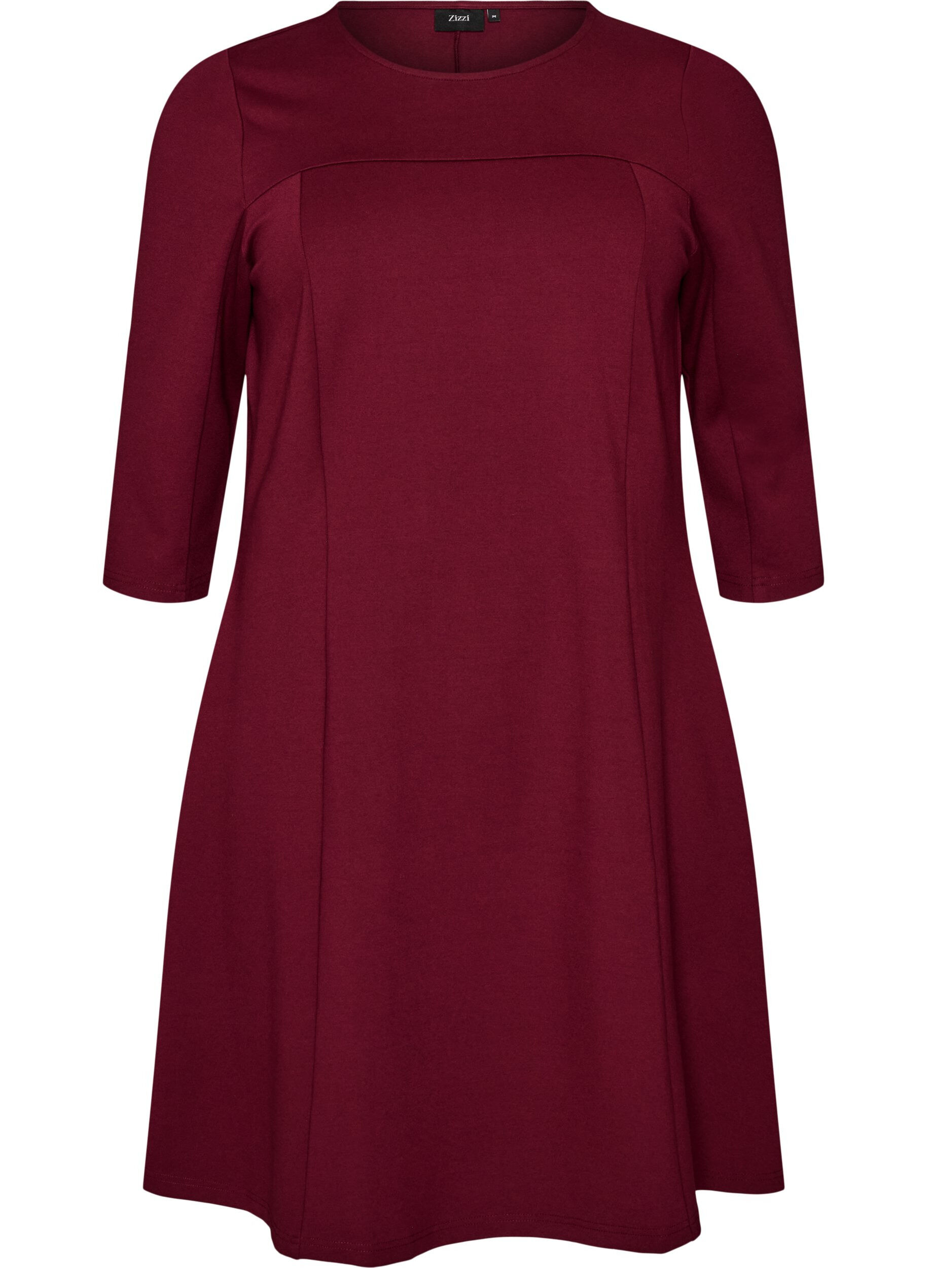 ZizziA-vorm jurk met 3/4-mouwen, Rood, Packshot image number 0