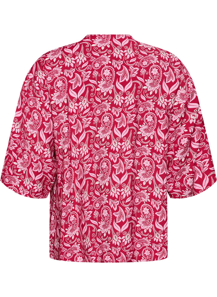 Korte viscose kimono met 3/4 mouwen, Roze, Packshot image number 1