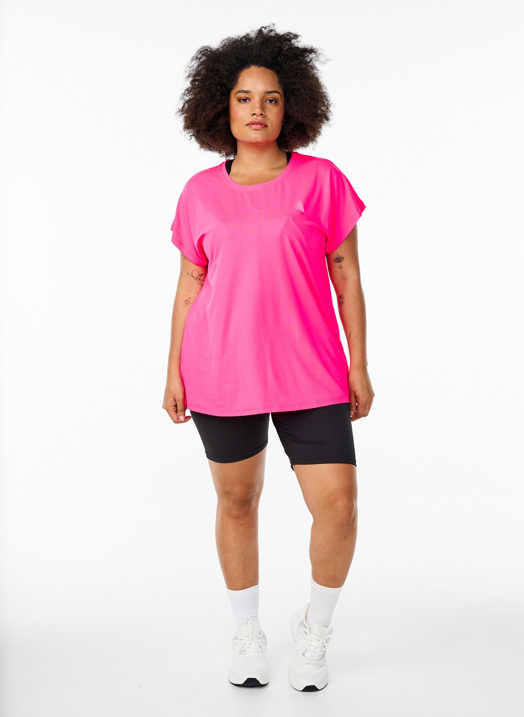 Zizzi Effen gekleurd trainingsshirt, Roze, Model image number 1