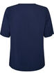 Geweven blouse met korte mouwen en ronde hals, Blauw, Packshot image number 1